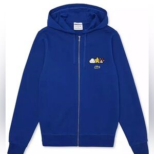 Lacoste x Friends with You Croco Series Limited Edition Full Zip Blue Hoodie NEW